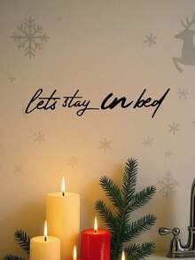 4 metalowe tabliczki ścienne "Let's Stay In Bed", rustykalna dekoracja z żelaza do domu, idealny prezent na parapetówkę