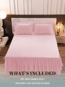 1pc Bed Skirt, Solid Color Beddings, Soft And Comfortable Bedding For Bedroom, Elastic Bed Skirting For Bed Base And Frame, Fall Decor, Halloween Decor, Bedding Dust Ruffle Easy To Install, Room Decor, Christmas Decoration, For All Seasons, Halloween Gift, Comfortable For Sleeping, Lightweight With Wrap Around Adjustable Bedskirt For Twin, Full, Queen King Size, Ideal Halloween Gift, Machine Washable - 彩色 - 查看 2