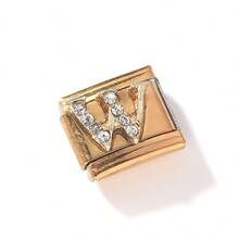 1 件 26 个字母模块化手链焊接 DIY 珠宝配件 - 金色鑲鑽-金底 - 查看 21