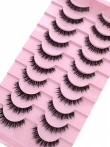 10 Pairs Russian Striped Fluffy Cat Eye Lashes, D Curl Dramatic Messy Faux Mink False Eyelashes For Makeup Strip Lashes,Lashes,Eyelashes,Fake Lashes - Natural Short Lashes - View 4