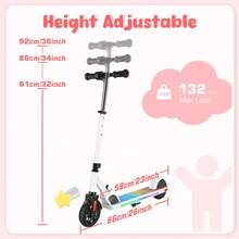 CAROMA Electric Scooter For Kids Ages 6-12 150WMotor 10 MPH Max Speed & 7 Miles Colorful Lights Adjustable Height & Speed LED Display Foldable Kids Electric Scooter 132 Lbs Max Load,Blue 1 - 藍色 1 - 查看 3