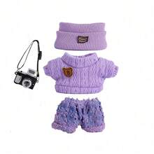 6.69 Inch Doll Clothes, Compatible With Labubu, Includes 3 Outfits - Fashionable Bucket Hat, Sweater And Pants Or Skirt Set, Suitable For 6.69 Inch Doll, Cute Doll Figure Accessories For Play And Display (Shoes And Doll Not Included)
