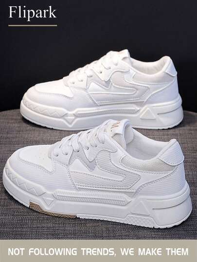 Flipark Zapatillas blancas con suela gruesa para mujer de talla grande, nuevas para otoño 2025, estilo estudiantil de Hong Kong, retro casual, tipo panda, versátiles, planas, para uso al aire libre y viajes