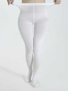 1/2 Pair Plus Size Sheer Pantyhose For Women - White - View 8