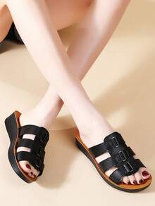 女士防滑户外坡跟凉鞋，舒适轻便的拖鞋