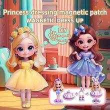 One Set Of Magnetic Quiet Book Girl Princess Dress Up Refrigerator Stickers Funny Dress Up Sticker Cartoon Pictures 3D Three-Dimensional Interesting Gift