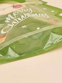 5/25/50 Festive Christmas Gift Bags With Green Handles – Durable Plastic Gift Bags Suitable For Candies, Chocolates, And Cookies – Featuring Santa Claus, Christmas Tree, And Snowflake Designs, Ideal For Festive Gift Packaging, Christmas Eve Treats, And Holiday Decorations Christmas Christmas Decorations Christmas Pajamas Christmas Gifts Christmas Decor