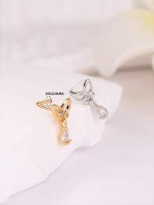 1 Pieza Pendiente de nariz con diseños colgantes de mariposa, corazón y cruz, Anillo de nariz en forma de L, Joyería de piercing de oro/plata para mujeres