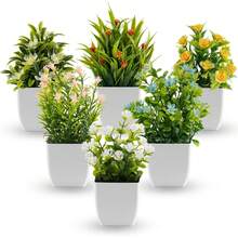 Plantas Artificiales Decorativas Hogar Mini, Planta Artificial en Maceta Interior, Flores Falsas en Macetas, Fake Plants para Decoración Baño, Oficina y Escritorio, accesorio decorativo para todo el año, combinable con adornos navideños y luces Christmas - verde - Ver 9