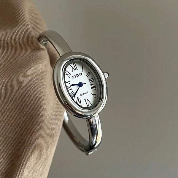 1 Peça Relógio de Pulseira Vintage de Luxo Feminino, Relógio de Quartzo Minimalista Elegante à Prova d'Água em Aço Inoxidável, Adequado para Uso Diário, Presente de Aniversário