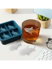 1 件 4 腔鲨鱼硅胶冰格，不粘硅胶烘焙模具，适用于冰块、巧克力、饼干，创意厨房派对模具，甜点爱好者必备 - 彩色 - 查看 6