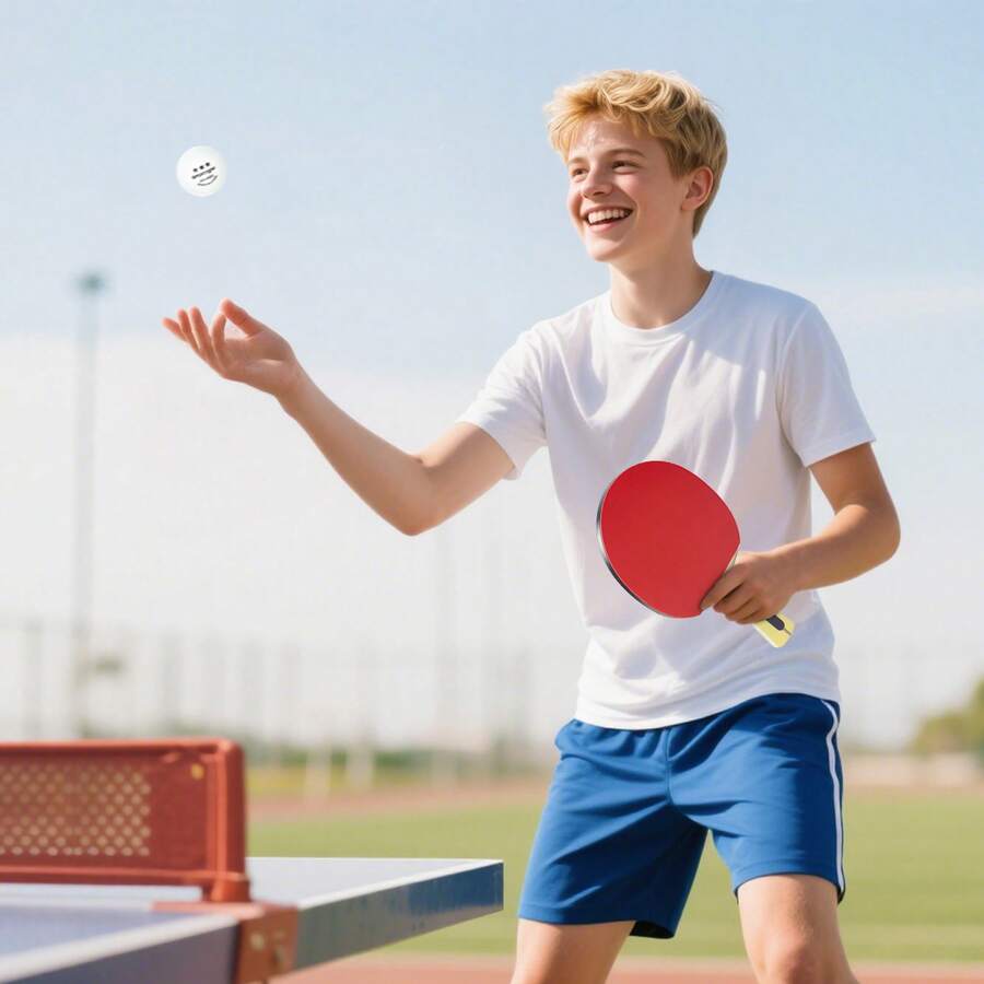 SPORTNOW Palas de Ping Pong, Juego de Tenis de Mesa Portátil, con 4 Raquetas de Ping Pong, 8 Pelotas y Estuche de Transporte, para Principiantes, Expertos, Interior y Exterior Rojo - Rojo - Ver 1