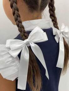 2条装女童粉色多层蝴蝶结发圈，简约活泼，百搭，高弹力，不伤发，可作马尾辫发圈、橡皮筋发圈、发绳、弹力发圈、美妆发饰、家居美容女性配饰礼品头饰弹力发带 - 粉色 - 查看 3