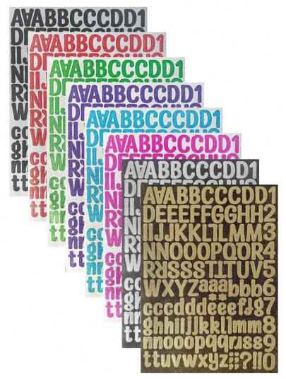 126 张闪光金色字母贴纸、字母数字贴纸贴花，适用于圣诞礼物、DIY 工艺品、剪贴簿、信封、卡片、标志装饰（大写和小写字母）