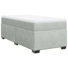 vidaXL Boxspringbett Mit Matratze Hellgrau 90x190 Cm Samt - Grey - View 2