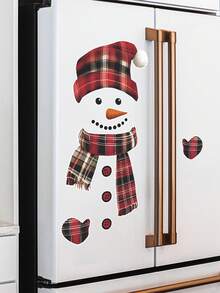 1 Pc Christmas Splicing Cute Christmas Snowman Stickers Can Be Used For Glass Refrigerator Toilet Bathroom Decoration Self-Adhesive Removable Wall Stickers