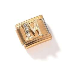 1 件 26 个字母模块化手链焊接 DIY 珠宝配件 - 金色鑲鑽-金底 - 查看 11