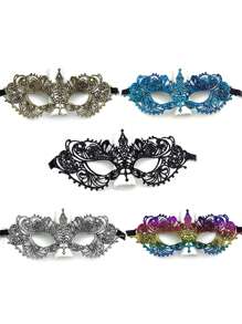 1 件女士面具，蕾丝狂欢节化妆舞会面具，适用于派对、典礼、酒吧服装 - 彩色 - 查看 9
