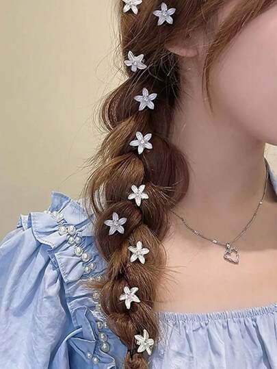 10pcs Flower Decor Hair Clips, Casual Versatile Hair Accessories