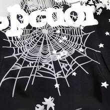 Ropa De HombreMen Hoodies With Spider Web I Love Heart Foam Logo Oversized Fit Casual Pullover Hooded Sweatshirt Hoodies For Men Ropa De Hombre - Black - View 4