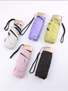 1pc Manual Umbrella, Mini Pocket Umbrella, Women's Sun Protection Umbrella, UV Black Coated, Anti-UV, UPF50+ Sun Umbrella, Dual Use Umbrella, 5-Fold Flat Sun Umbrella, Super Lightweight, High Density Impact Fabric Canopy, 6 Ribs, Capsule Folding Umbrella, Advertising Umbrella, Wedding Photo Umbrella, Women's Shopping Umbrella, Waterproof Summer Umbrella, Travel Umbrella,Spring Summer Picks,Brides Maid Gifts,Room,Bedroom Decor,Beach,Travel,For Men,For Women,Vacation,Cute Stuff - Multicolor - View 10
