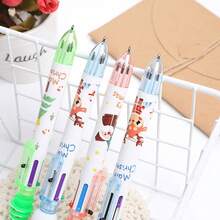 1/3/8pcs Set Christmas 6-Color Ballpoint Pens, Student Prizes, Multicolor Oil-Based Pens, Office Stationery Pens For Notebook Doodle, Suitable As Holiday Gifts - Multicolor - View 3