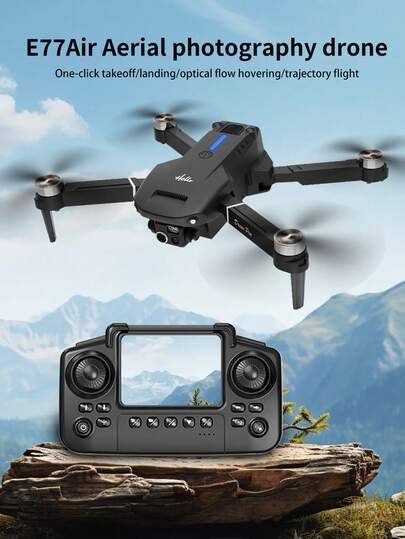 AXNEN E77Air Dual-Camera Foldable Drone, Equipped With Brushless Motors, Large-Screen Remote Control, HD Adjustable Lens, Features One-Key , 360° Flip, Optical Flow Hover, Speed Adjustment Technology, Adrone With Camera, Perfect Gift For Halloween And Christmas.