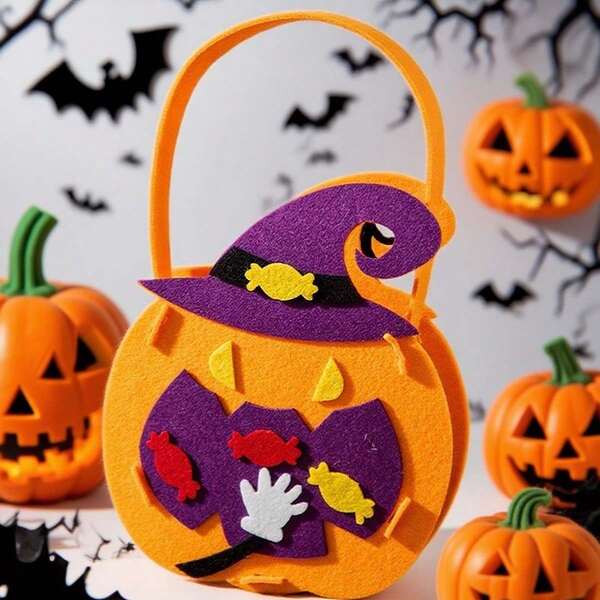 Halloween Candy Bags Spooky Pumpkin Bat Spider Present Bags Lightweight Goody Bags