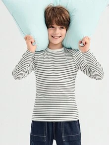 Balabala Koszulka termiczna z długim rękawem dla dzieci, 2025, nowość – bawełniana koszulka podkoszulkowa dla chłopców i dziewcząt - biały czarny odcień - Zobacz 2