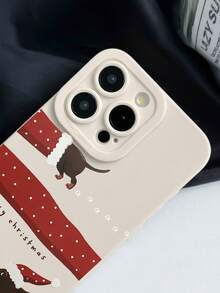 1 szt. Modny i wyjątkowy, świąteczny wzór jamnika, miękki futerał na telefon, kompatybilny z 16/16Pro/16Plus/15/15ProMax/15Pro/11/12/13/14ProMax/12Mini/13Mini/11Pro/11ProMax/12Pro/12ProMax/13Pro/13ProMax/14Pro/14ProMax i kreatywny