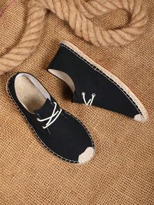 男士透气吸湿防滑编织渔夫便鞋 - 黑色 - 查看 6