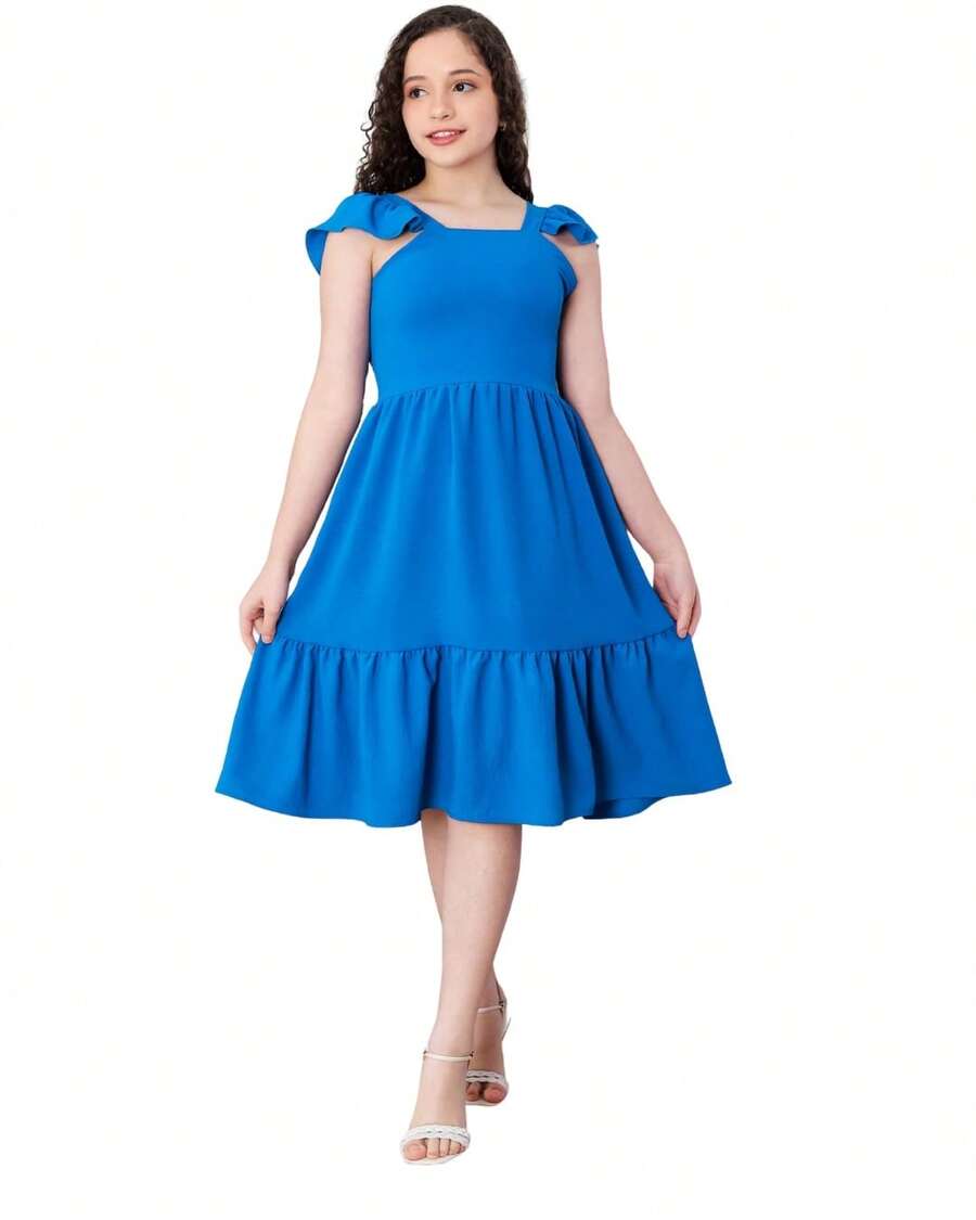 Short Plain Tank Top Dress - Azul - Ver 1