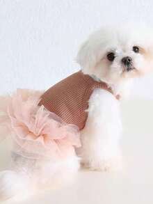 1 pieza Vestido para mascota, falda de tul elegante estilo ballet, vestido de princesa romántico, adecuado para perros y gatos pequeños, sin mangas, transpirable, para primavera/verano
