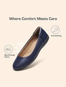 Women's Ballet Flats Comfortable Dressy Work Shoes, Round Toe Slip-On Classic Office Dress Shoes - Màu xanh hải quân - Xem 8