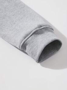 Sudadera casual de hombre de manga larga con bolsillo y estampado de personajes, otoño - Gris - Ver 10