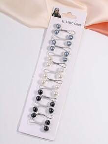 SHAN LI HUA 12 件珍珠装饰 U 型夹，适用于女士围巾、披肩扣、夹子和别针