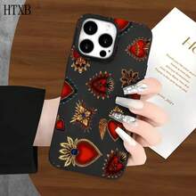 Fundas de imitación para teléfono con diseño de corazón rojo y orificios grandes, compatibles con phone 16 Pro Max, 16, 15 Pro, 14, 14 Plus/14 Pro Max, 13, 13 Pro, 12 Pro y 11/11 Pro. Regalos para cumpleaños y fiestas - Blanco - Ver 7