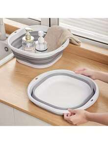 Portable Foldable Foot Care Basin, Foldable Bathtub, Laundry Basket, Dish Basin, Hand-Washing And Vegetable-Washing Basin, Space-Saving Storage Containers, Portable Foldable Silicone Basin, Foldable Washbasin, Foot Soaking Tub, Travel Portable Foot Rinsing Basin, Foot Care Tools, Household Necessities, Home Decoration, Christmas, Halloween, Back-To-School Dormitory Supplies