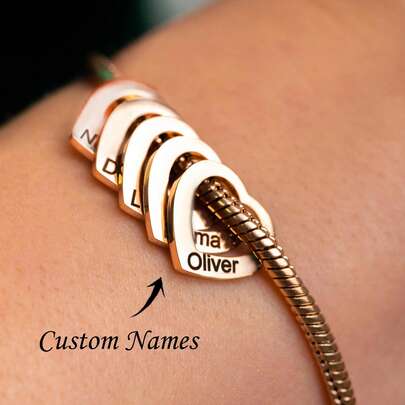 Custom Grandma Bracelet With Grandchildren's Names , Personalized Family Bangle , Thoughtful Birthday Gift For Grandmother Mother's Day Gifts,Gold,Stylish,Colorful,Vintage,Simple,Unisex,Casual,Cuties,Custom,Personalized,Unique
