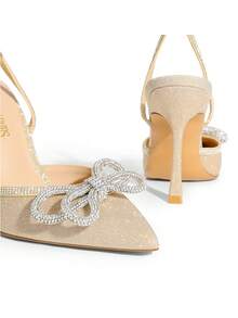 Women's Rhinestone Ankle Strap High Heels Destiny Closed Toe Strappy Heels Sexy  Pumps Wedding Bridal Party Prom Dress Shoes - 金色 - 查看 7