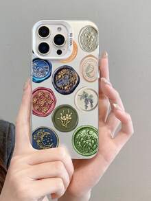 1pc Creative Moon & Star Wave Print Shockproof White Phone Case, Suitable As Holiday Gift Compatible With Apple XS/XS Max/XR/11/12/13/14/15/16 Pro/Pro Max/14/15/16 Plus - Multicolor - View 7