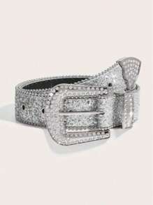 1pc Brown Antique Bronze Eyelet PU Round Buckle Fashion Belt, Oval Metal Buckle, Bohemian Style, Suitable For Daily Wear