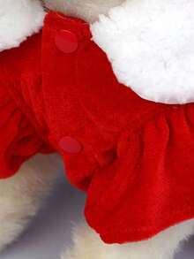 1 buah Gaun Natal Hewan Peliharaan Hangat Berwarna Merah Elegan dan Lucu dari Poliester dengan Hiasan Putih, Cocok untuk Kucing dan Anjing Kecil dan Sedang di Musim Gugur dan Musim Dingin (Topi Tidak Termasuk) - MultiWarna - View 7