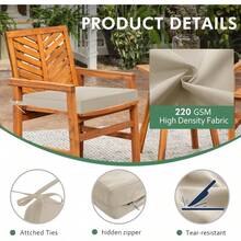 Outdoor Chair Cushions Set Of 4: Waterproof Fade Resistant Seat Cushion For Patio Furniture 18.5 L X 16 W X 2 H Inch Chair Pads With Ties And Hidden Zipper Patio Chair Cushion Replacement Beige - Beige - View 5