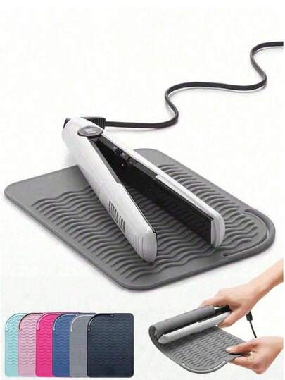 1pc Heat Resistant Silicone Styling Mat - Suitable For Straightener, Curling Iron And Rotating Rod Holder For Travel