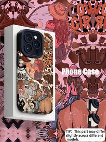 1pc Fashionable Personalized Denim Girl Pattern Vertical Striped High-End Faux Leather Anti-Fall Anti-Fingerprint Shock-Proof Phone Case Compatible With Apple And Models - Multicolor - View 1