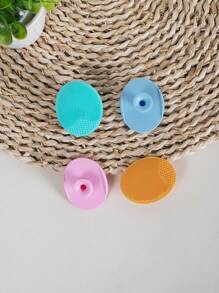 4 piezas/2 piezas/1 pieza Cepillo facial de limpieza de silicona pequeño, cepillo de champú para bebé, eliminador de puntos negros, cepillo suave redondo para lavar el cabello (color aleatorio)