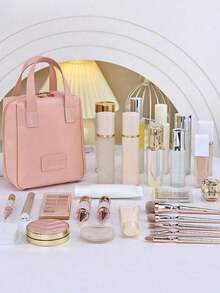 1 Stück große Kapazität Make-up Tasche, Make-up Pinsel Organizer, Kosmetiktasche, Kulturtasche, tragbare Reise-Handtasche, Aufbewahrungstasche, Hautpflege-Produkt Organizer, Make-up Tasche, Badezimmer Aufbewahrungstasche, Make-up Aufbewahrungstasche, tragbare Reisetasche, Clutch, geeignet für Badezimmer, Reisen, Hautpflege, Make-up, Augenbrauenstift Aufbewahrung