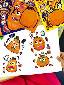 1/6/12 Stück Halloween Kürbis Aufkleber, Halloween Party Zubehör, Halloween Dekor Aufkleber, Halloween Dekorationen, Adventskalender, Kürbis Dekorations Aufkleber, Halloween Party Spiele
