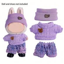 6.69 Inch Doll Clothes, Compatible With Labubu, Includes 3 Outfits - Fashionable Bucket Hat, Sweater And Pants Or Skirt Set, Suitable For 6.69 Inch Doll, Cute Doll Figure Accessories For Play And Display (Shoes And Doll Not Included)